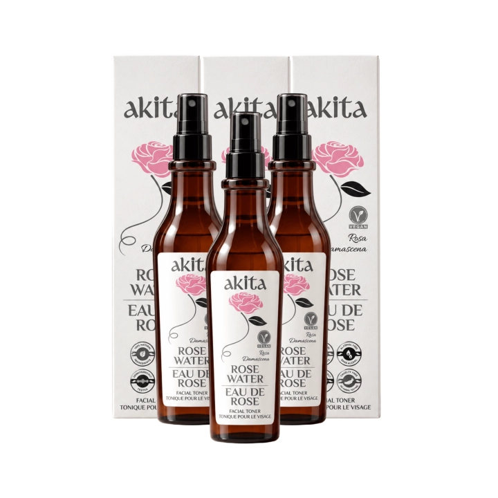 Natural Organic Non De-oiled Rose Water 3x250 mL Natural Organic Non De-oi...